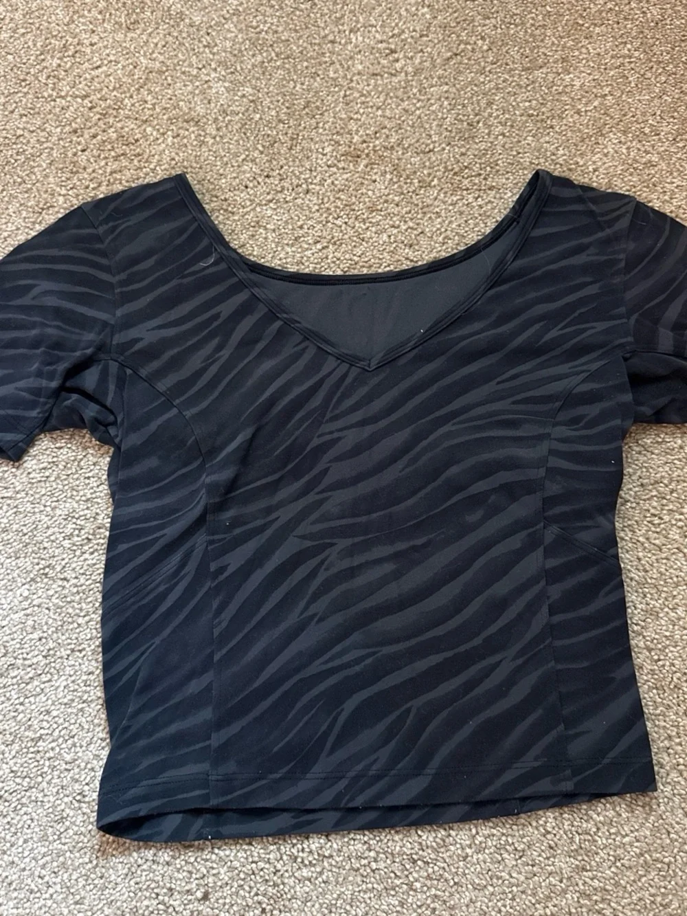lululemon athletica Black Zebra-Print V-Neck Crop Top